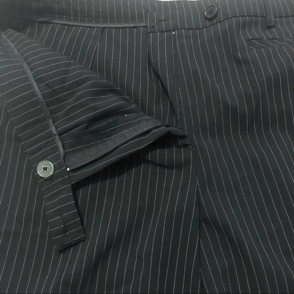New Directions Black & White Pinstripes Wide Leg Trouser Button & Zip Closure - Picture 5 of 9